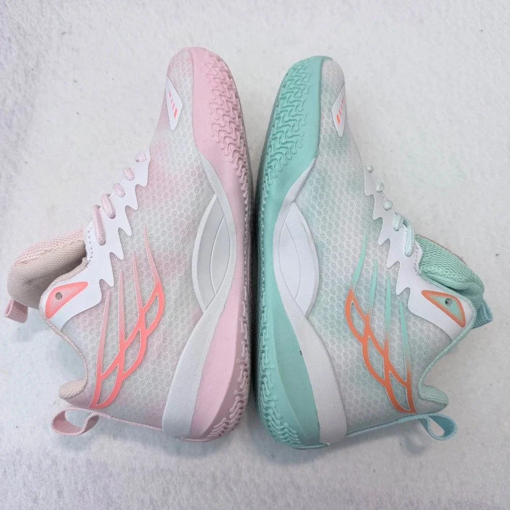 Mismatched Pastel Basketball Sneakers Pink Teal Mesh Sport Shoes US 6.5